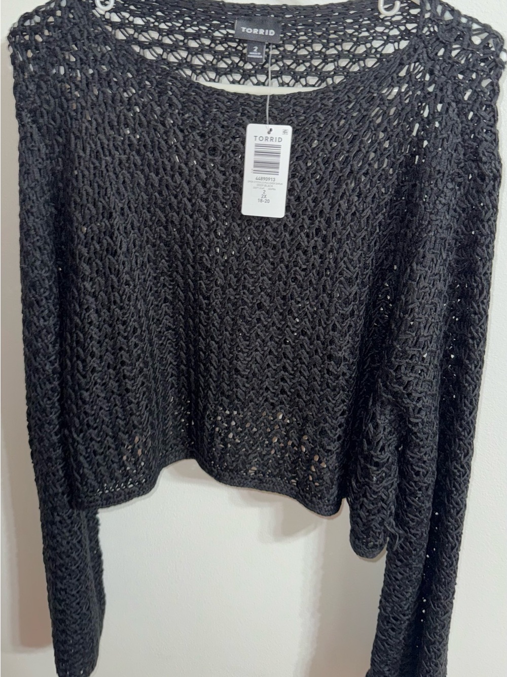NWT Black Crochet Cropped Sweater - Women - Picture 3 of 3